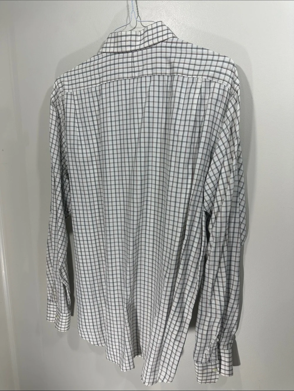 Polo by Ralph Lauren White Dress Shirt with Navy & Brown Windowpane XL